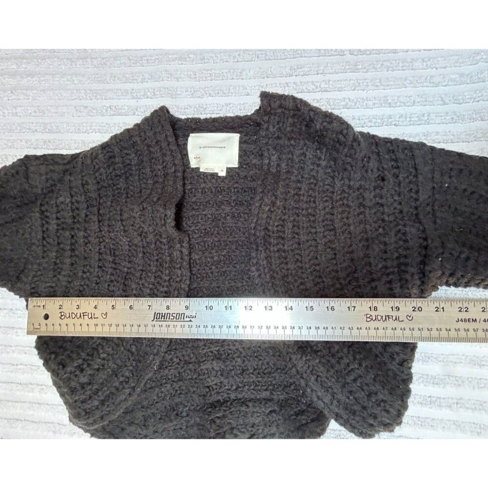 New Anthropologie Rae Cropped Cardigan XS Wool Alpaca Knit Bolero Black $130 - Picture 4 of 9